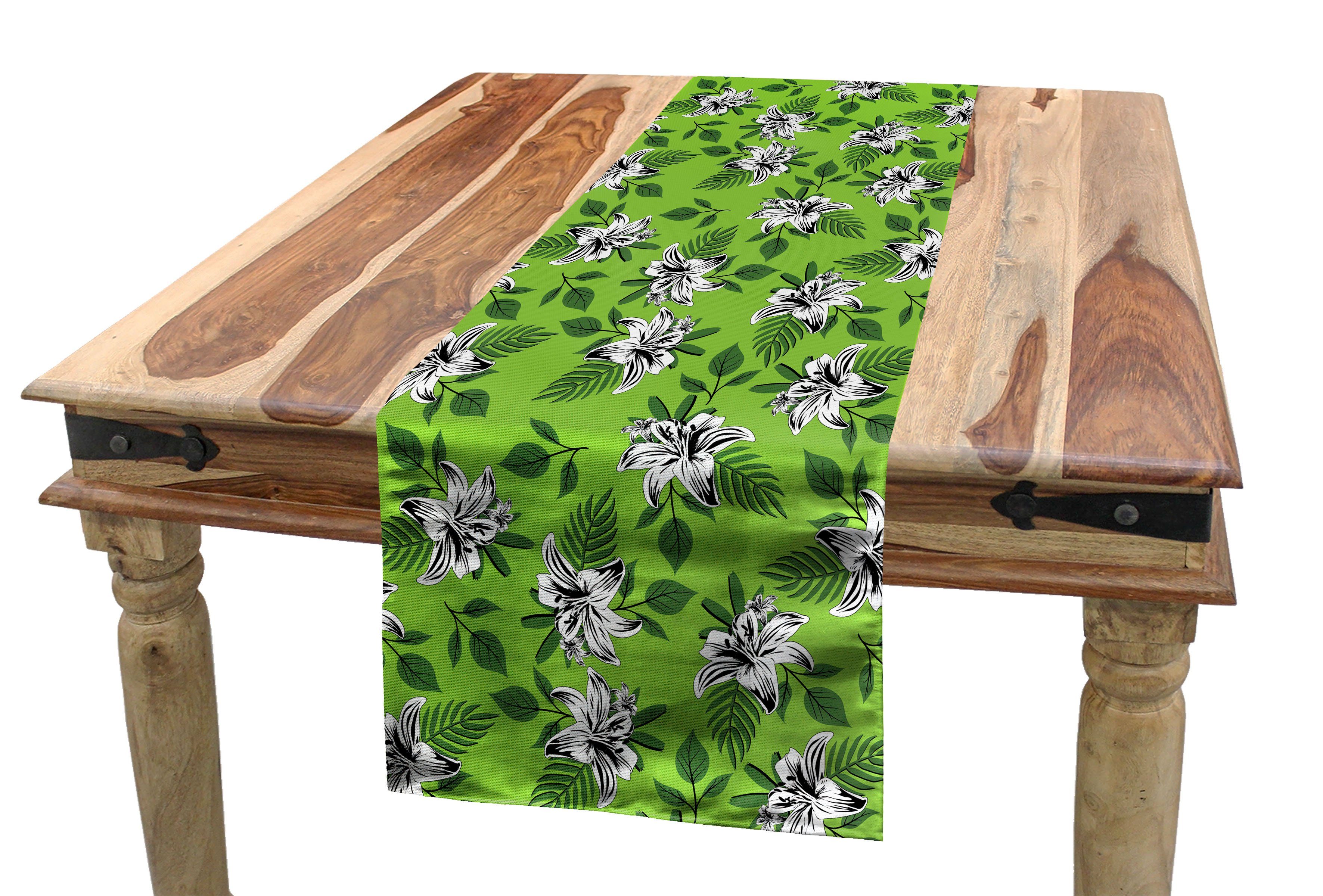 Abakuhaus Tischläufer Esszimmer Küche Aloha Rechteckiger Grafik-Blumen-Blatt Tischläufer, Exotische Dekorativer