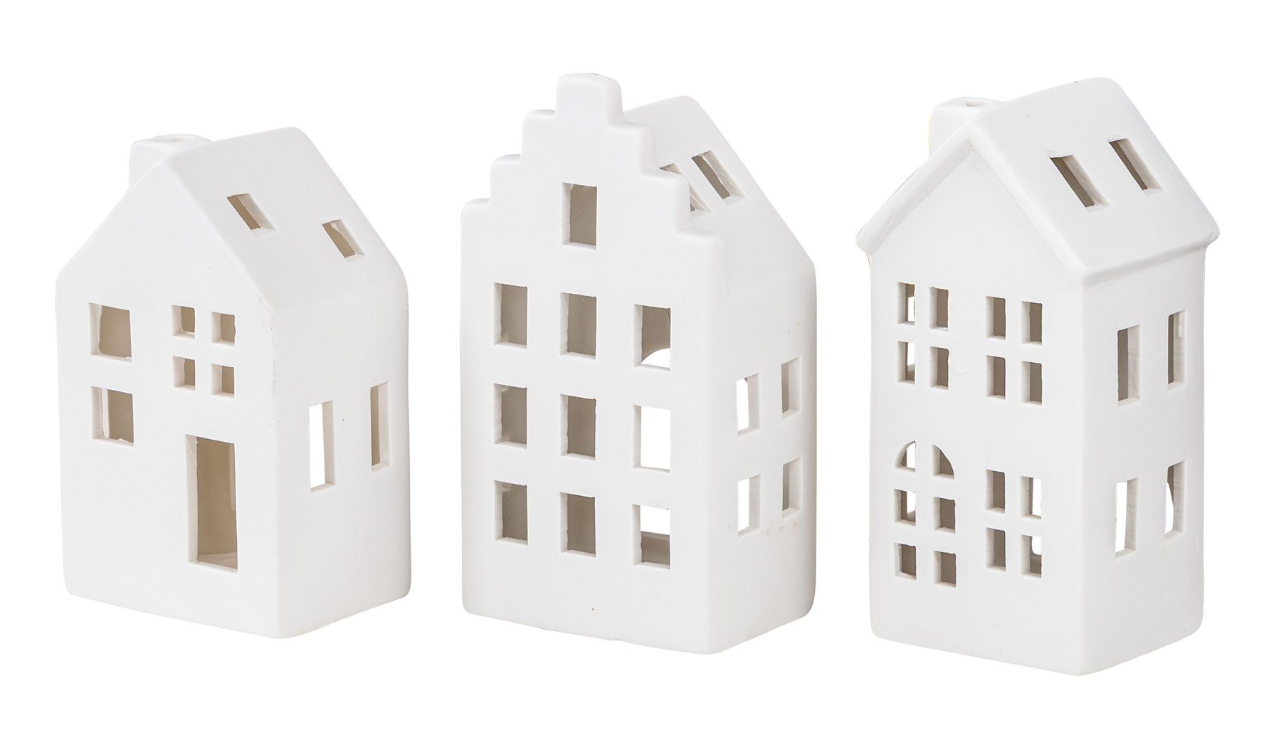 Levandeo® Teelichthalter, 3er Set Teelichthalter Haus Weiß Keramik Kerzenha günstig online kaufen