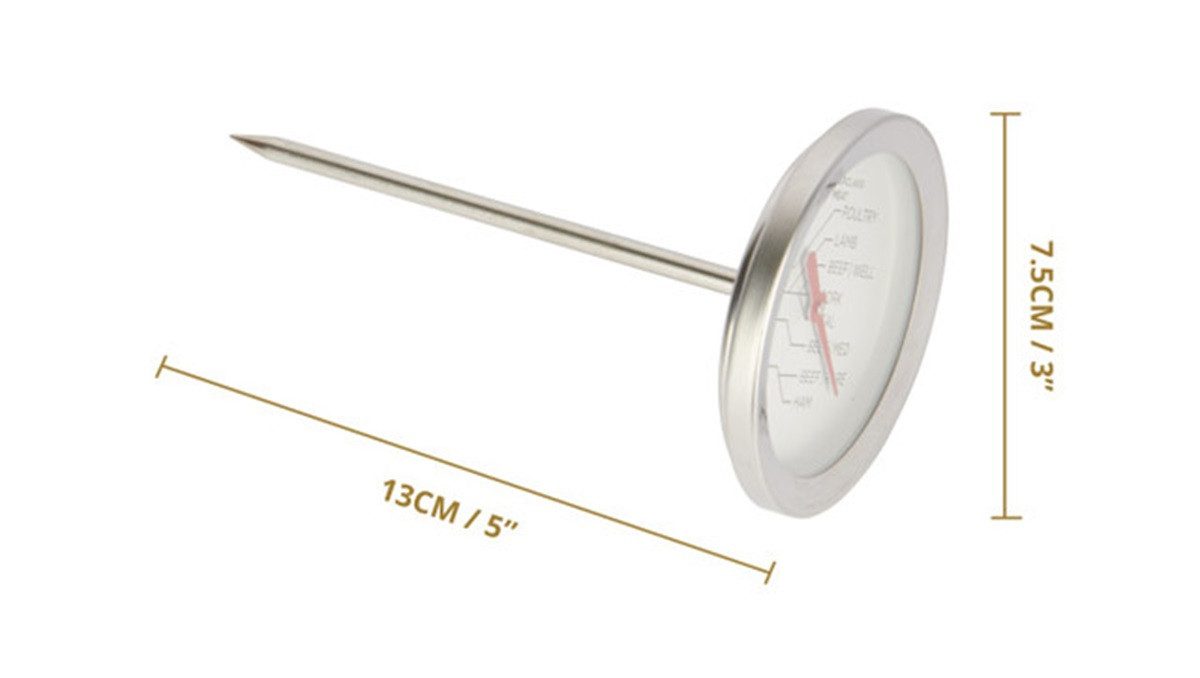 Kitchencraft Bratenthermometer Großes Edelstahl-Fleischthermometer mit präziser, analoger Anzeige, 1-tlg., Zeigt ideale Kerntemperaturen für Braten, Fleisch & Geflügel