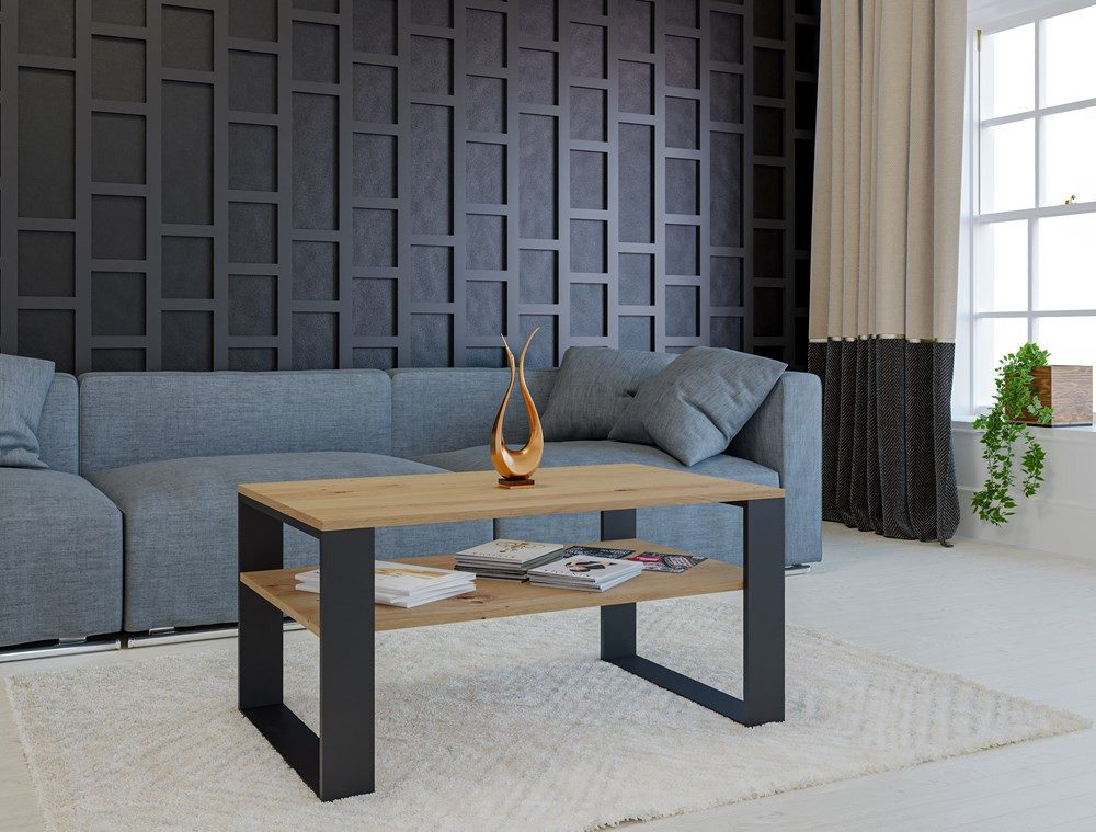 TOPESHOP Wohnzimmertisch LavaTrend - ideal für Wohnzimmer, Büros - Maße: 90 x 58 x 50 cm