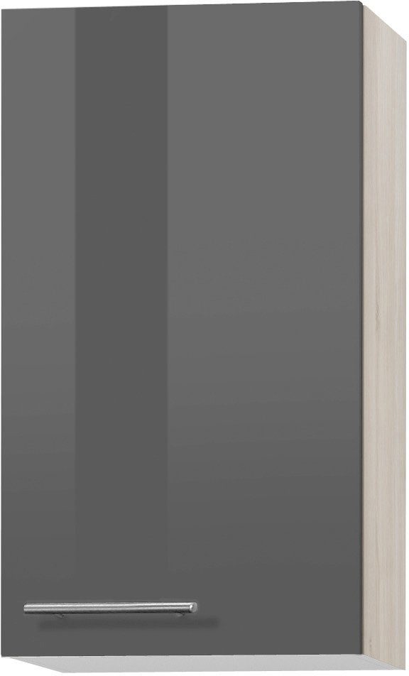 Hochglanz/akaziefarben OPTIFIT cm Breite grau mit Metallgriff Hängeschrank 1 cm, Tür, akaziefarben hoch, 70 Bern mit | 40
