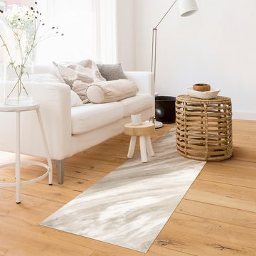 Läufer Teppich Vinyl Flur Küche 3D Steinoptik Marmor lang modern, Bilderdepot24, Läufer - beige glatt