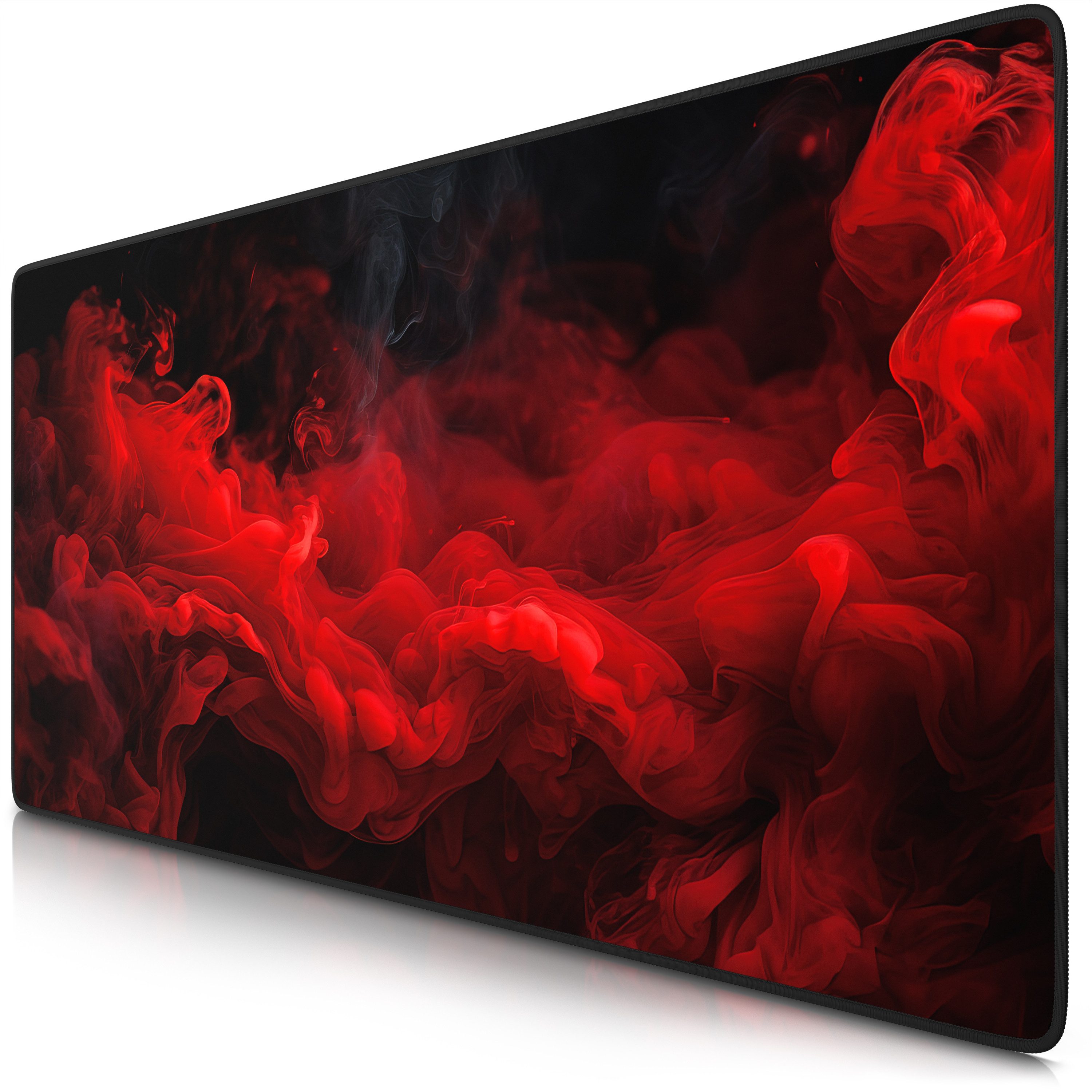 Titanwolf Gaming Mauspad XXL Speed Mousepad 900 x 400 x 3 mm, Schreibtischauflage, abwaschbar, rutschfeste Rückseite, Geschwindigkeit & Präzision, Red Smoke
