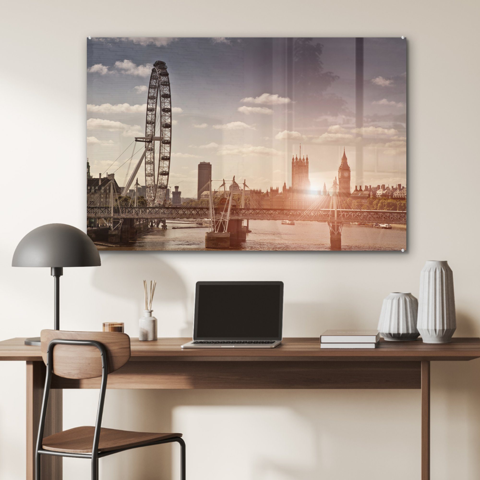 auf Eye & London Wohnzimmer MuchoWow Schlafzimmer St), in dem England, Sonnenuntergang (1 Acrylglasbilder Acrylglasbild