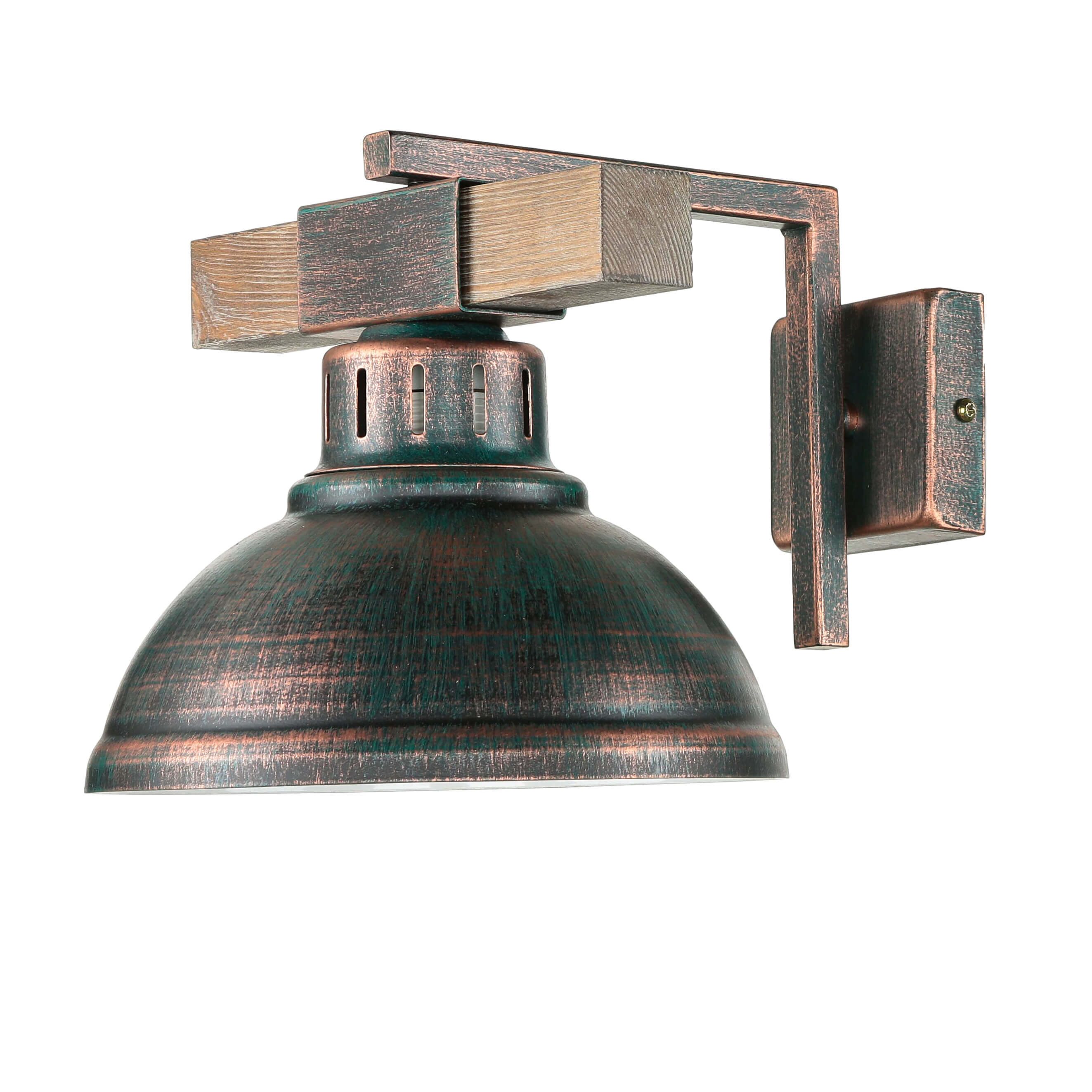 Licht-Erlebnisse Wandleuchte HAKON, ohne Leuchtmittel, Metall Holz in Kupfer antik E27 H: 20 cm Küche Arbeitszimmer Wand
