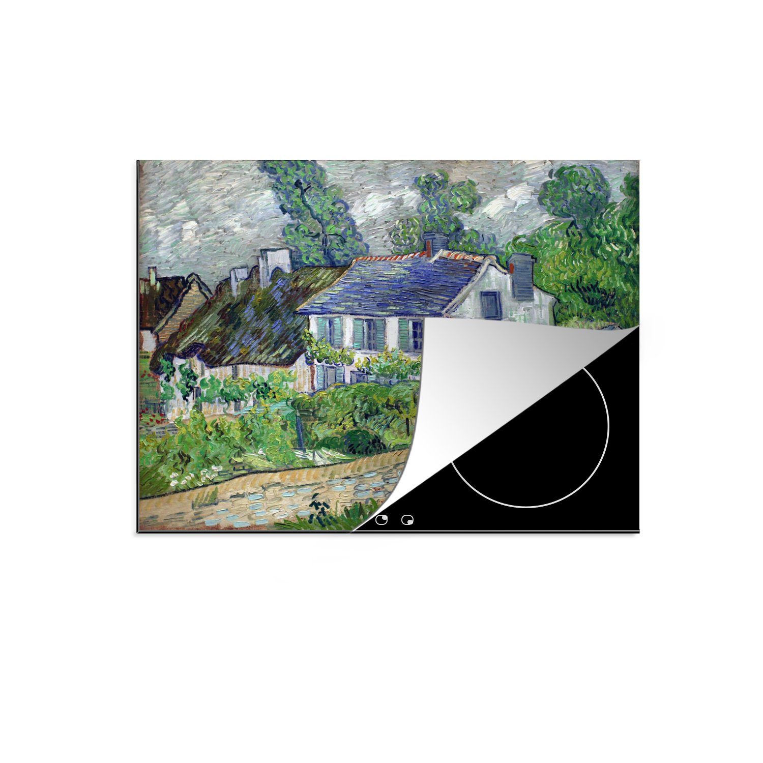 MuchoWow Herdblende-/Abdeckplatte Haus in Auvers - Vincent van Gogh, Vinyl, (1 tlg), 59x52 cm, Ceranfeldabdeckung für die küche, Induktionsmatte