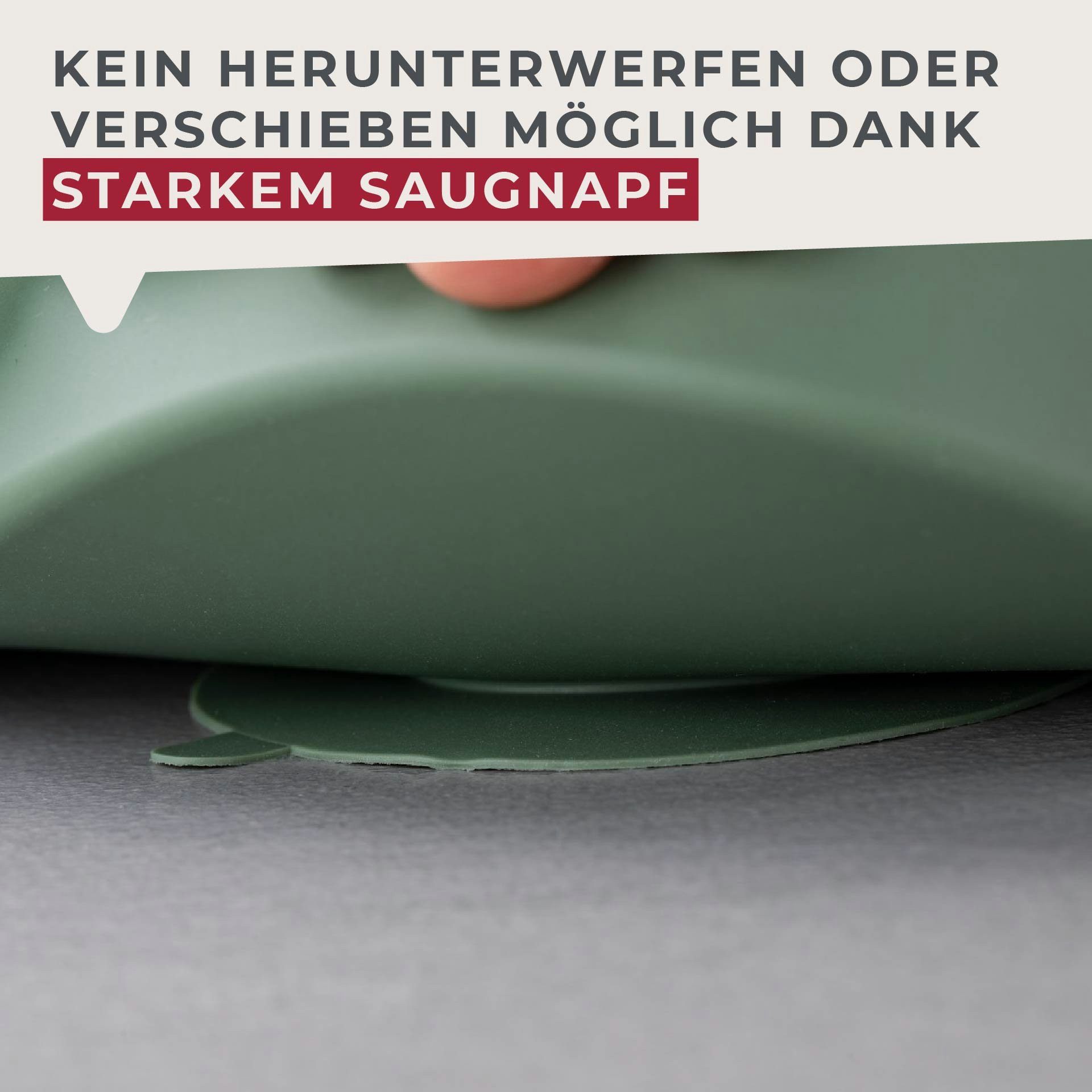 FACKELMANN Kindergeschirr-Set Teller mit Saugnapf, Dino-Design, Kinderteller, Rutschfester Teller
