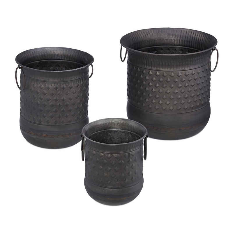 relaxdays Blumentopf 3er Set Blumentopf antik, A