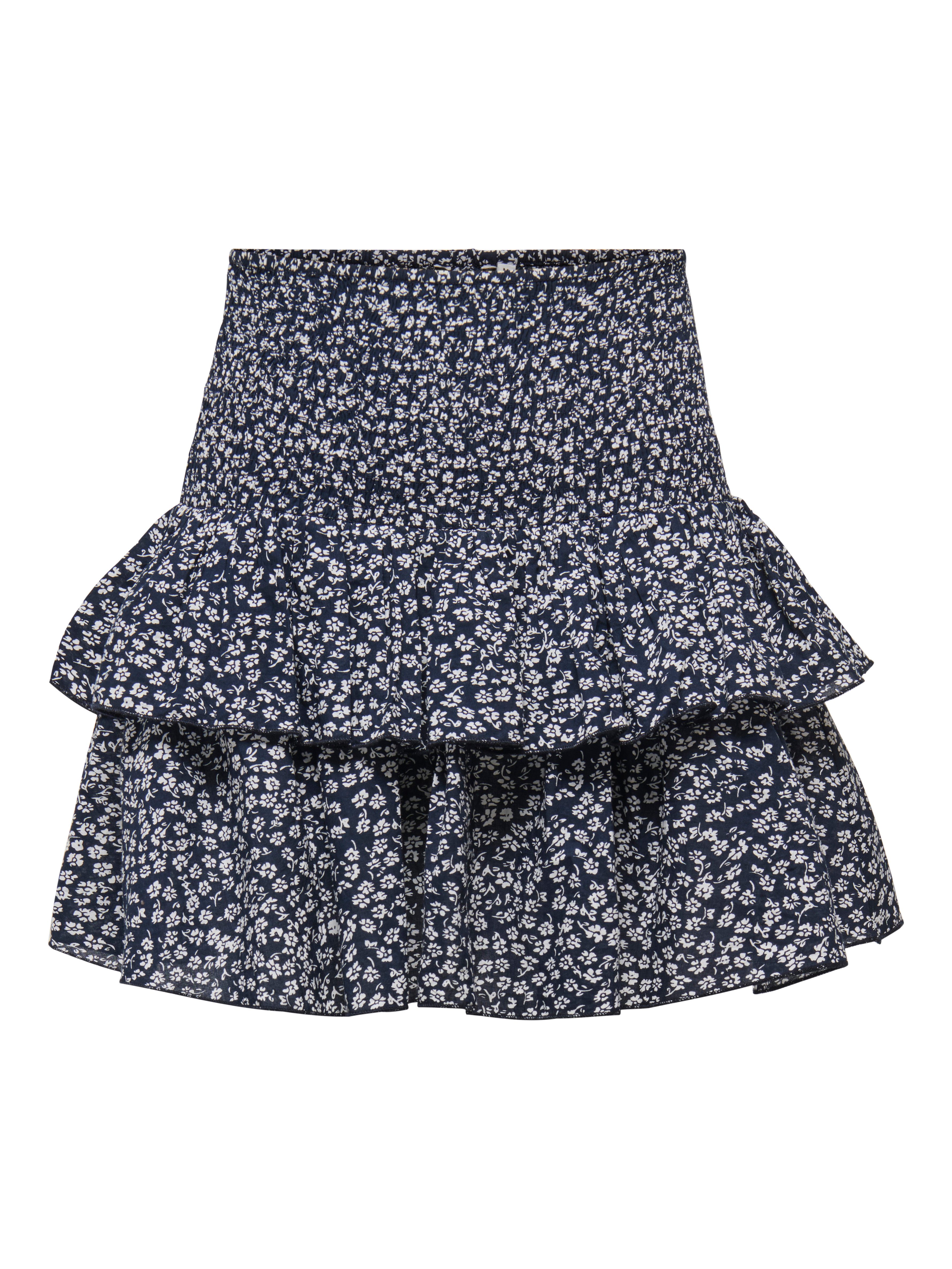 ONLY Minirock ONLZOEY LAYRED SKIRT WVN NOOS Baumwolle, gesmoktes Taillenbündchen, Volant