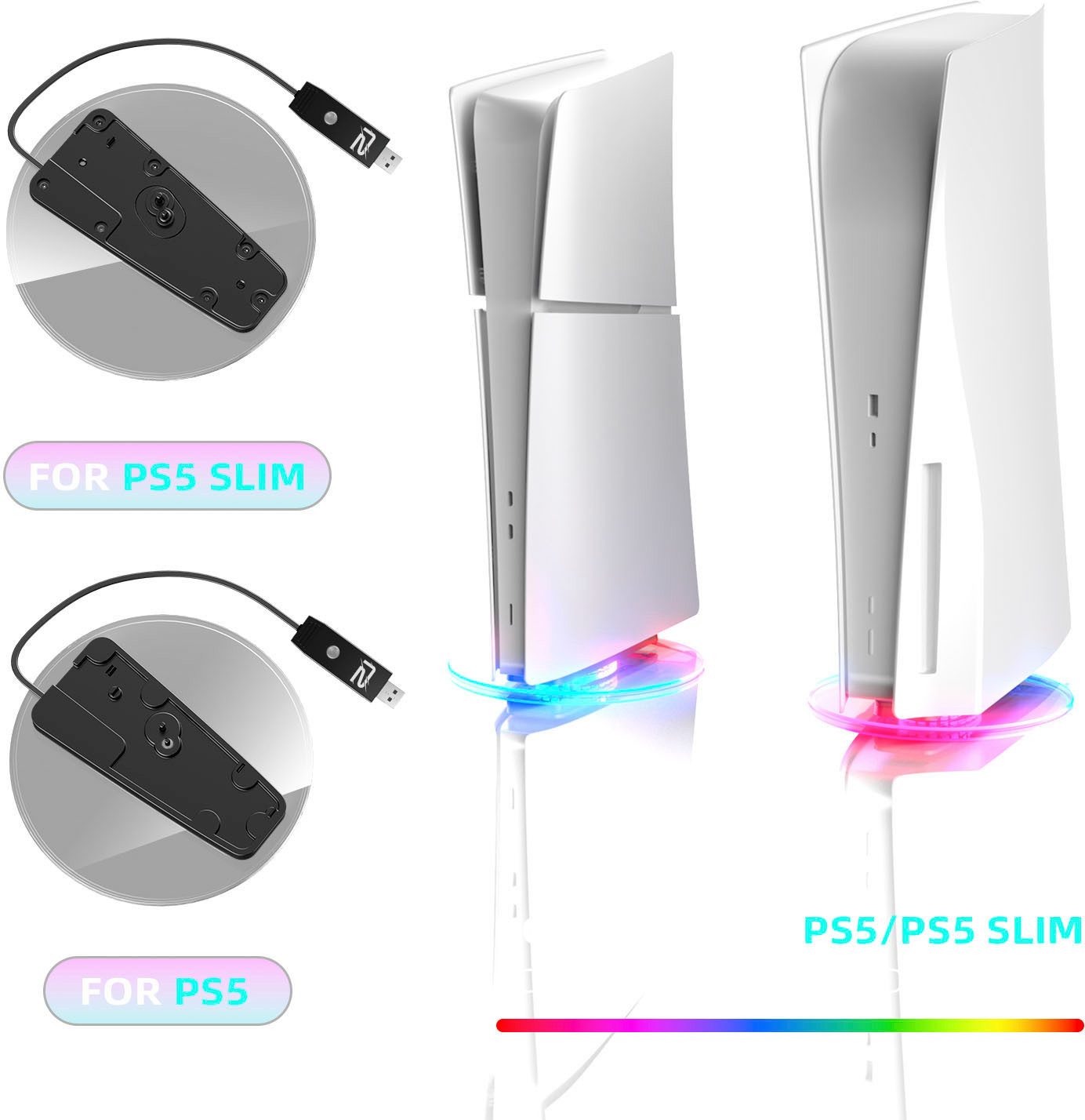 Ready2gaming Standfuß Transparenter Standfuß für die PlayStation 5 mit RGB Beleuchtung