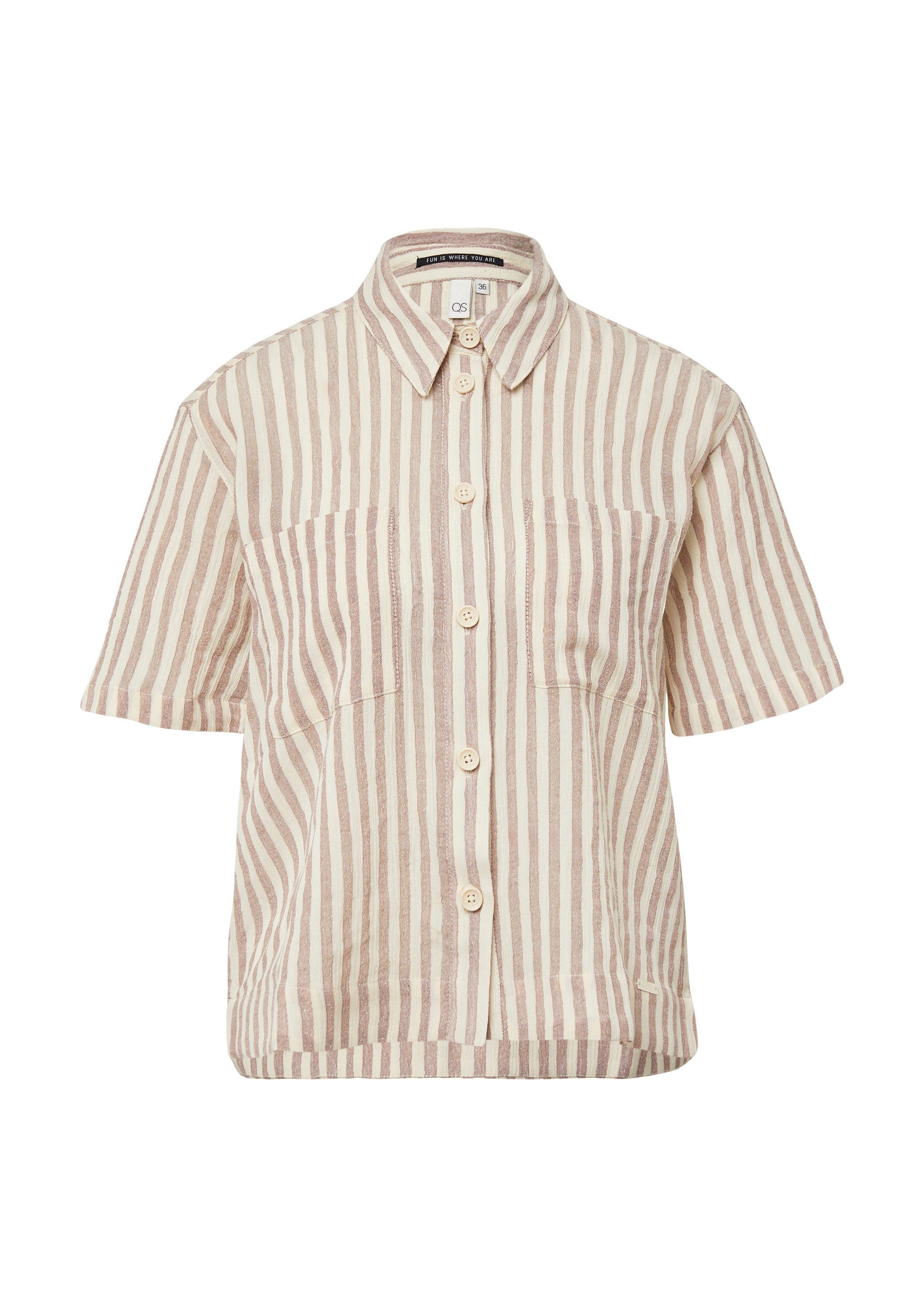 QS Kurzarmbluse Bluse Baumwollbluse mit aufgesetzten Taschen günstig online kaufen