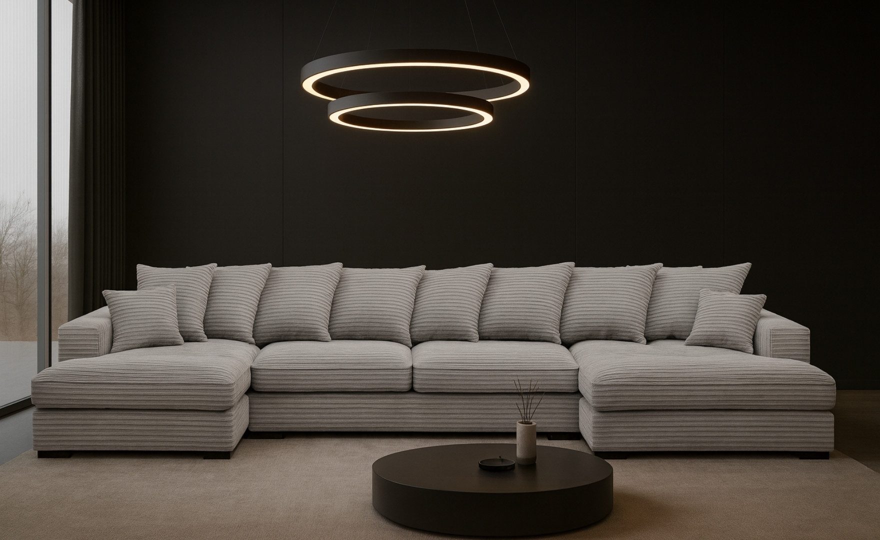 Kaiser Möbel Ecksofa Ecksofa, Sofa U-form, Couch U-form Gabon stoff Zoom, mit Relaxfunktion