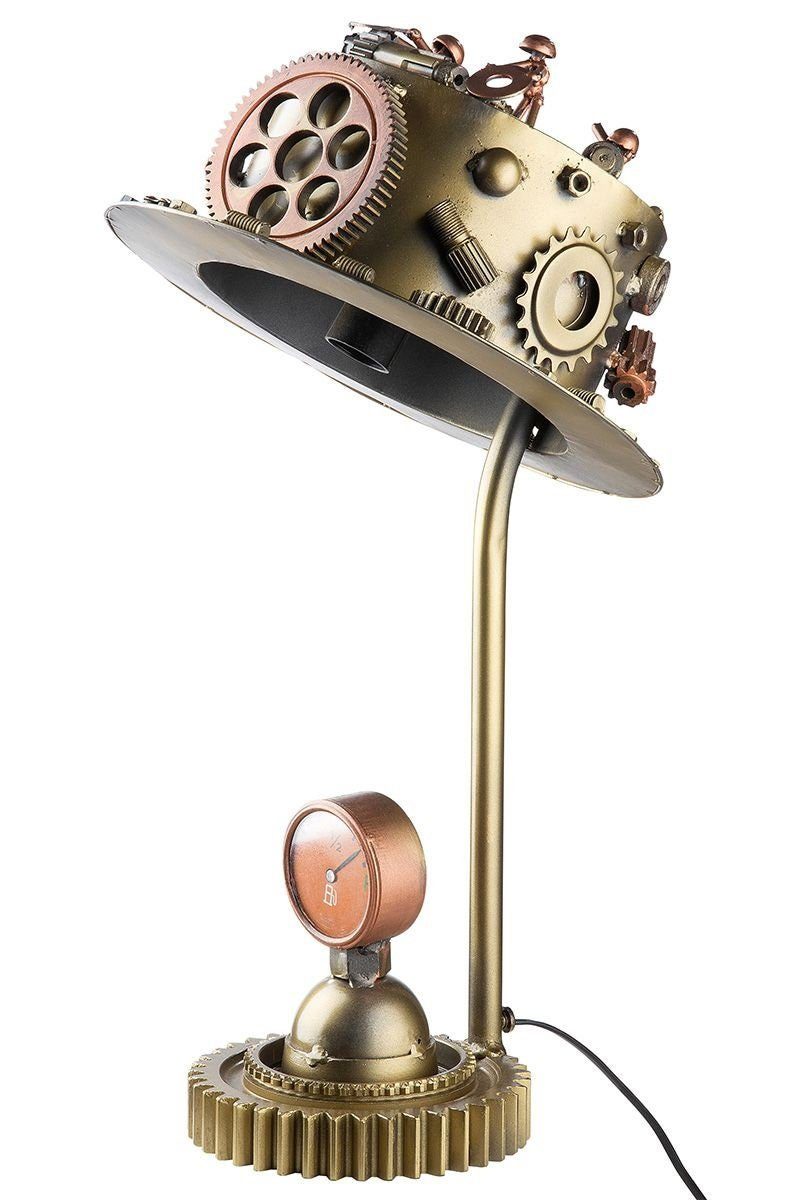 Design Tischlampe GILDE - Dekoobjekt Handgefertigte Exklusives Meta "Steampunk aus Hat"