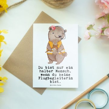 Mr. & Mrs. Panda Grußkarte Flugbegleiterin Herz - Weiß - Geschenk, Flugstewardess, Flight-Attend, Hochglänzende Veredelung