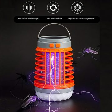 DOPWii Ultraschall-Tierabwehr Moskito-Killer,UV-Moskito-Killer-Lampe für den Außen- und Innenbereich, Solar- und USB-Aufladung, orange, blau