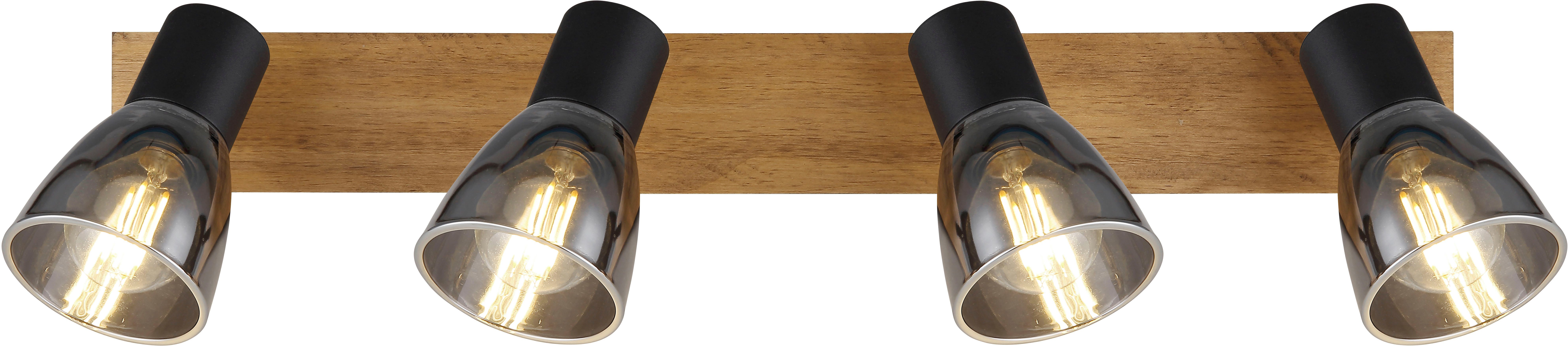 GLOBO LIGHTING Deckenspot CLAUDE, ohne Leuchtmittel, Strahler Holz/Schwarz, Rauchglas, E14