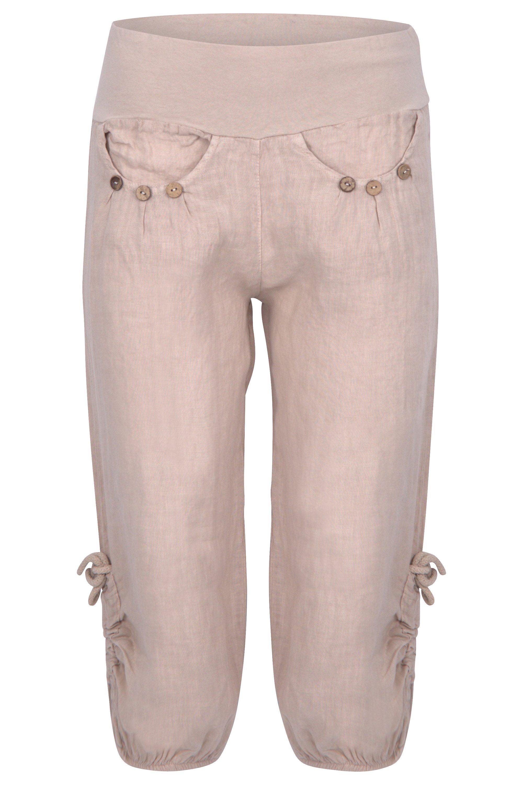 Caprihose malito Damen Capri Hose aus Leinen, Stoffhose in Unifarben, Freizeit