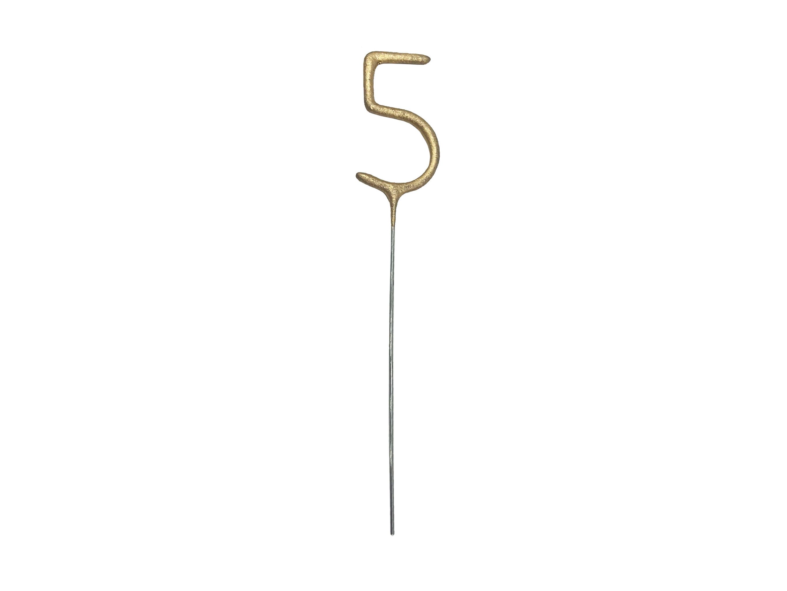 partydeco Tortenstecker, Wunderkerze Geburtstag 15cm Zahl 5 Gold 1 Stück