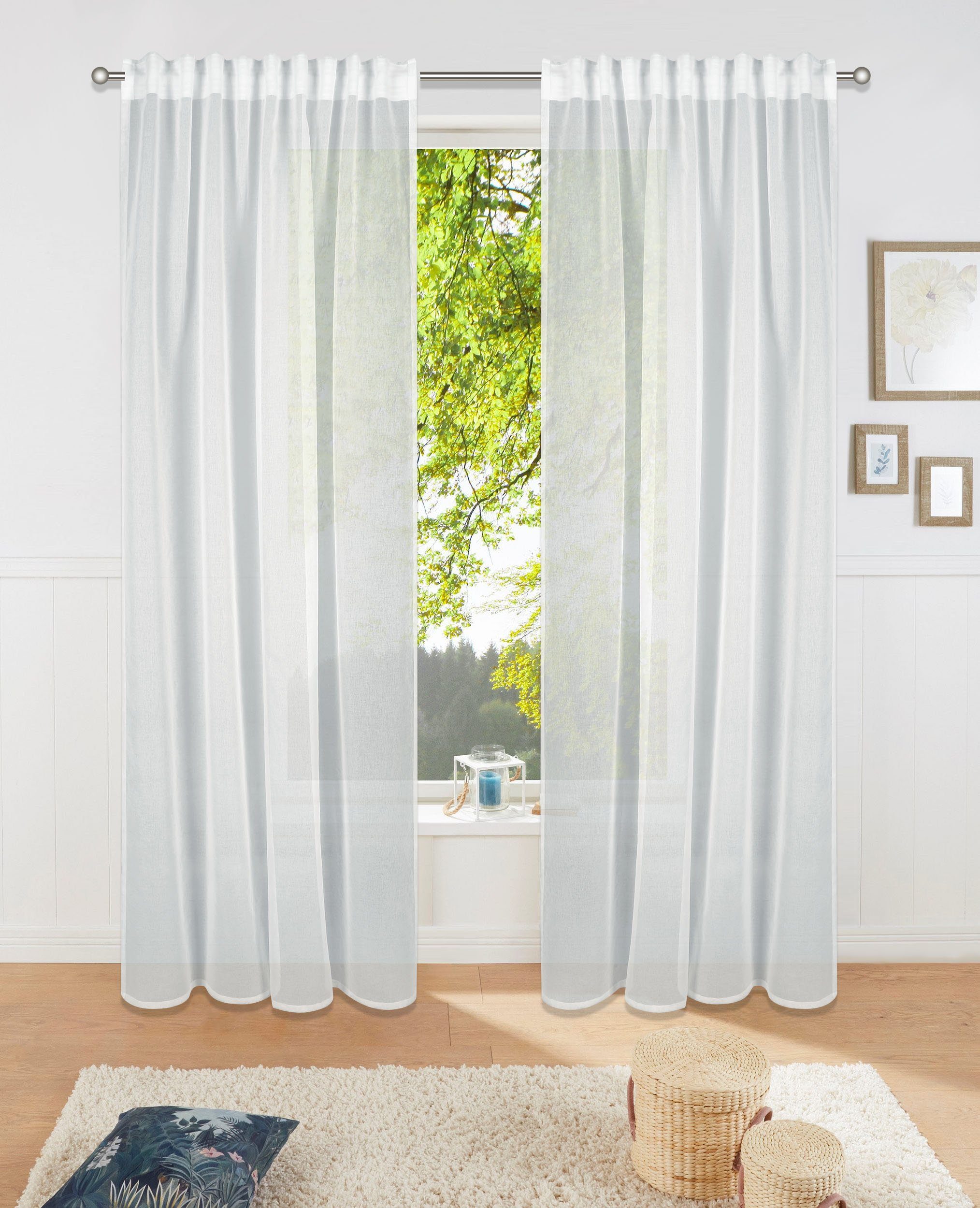 Gardine Polyester home, Multifunktionsband transparent, Transparent, hellgrau St), Gewebt, (1 Dolly, my