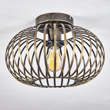 hofstein Deckenleuchte »Aidone« Deckenlampe aus Metall in Gold-antik/Schwarz, ohne Leuchtmittel, mit Gitterschirm, Ø30cm, E27, Moderne Leuchte mit Lichtspiel