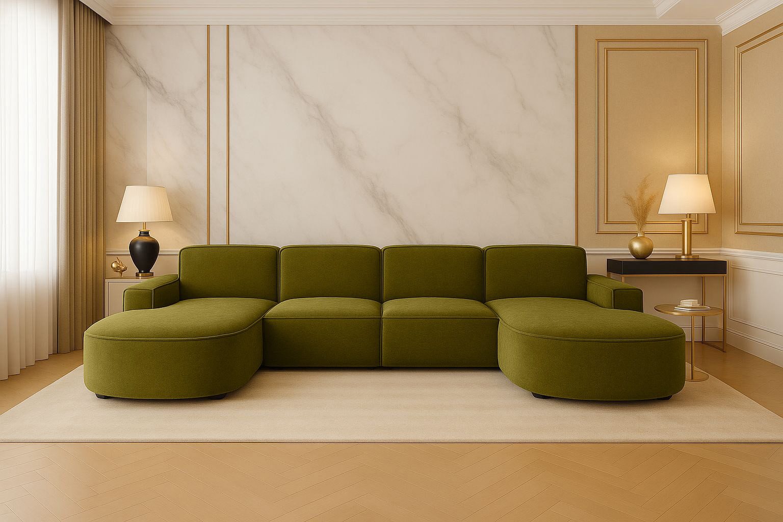 Kaiser Möbel Ecksofa Cursal Round U-Form – großes modulares Sofa mit sanften Rundungen, Einzelsofa