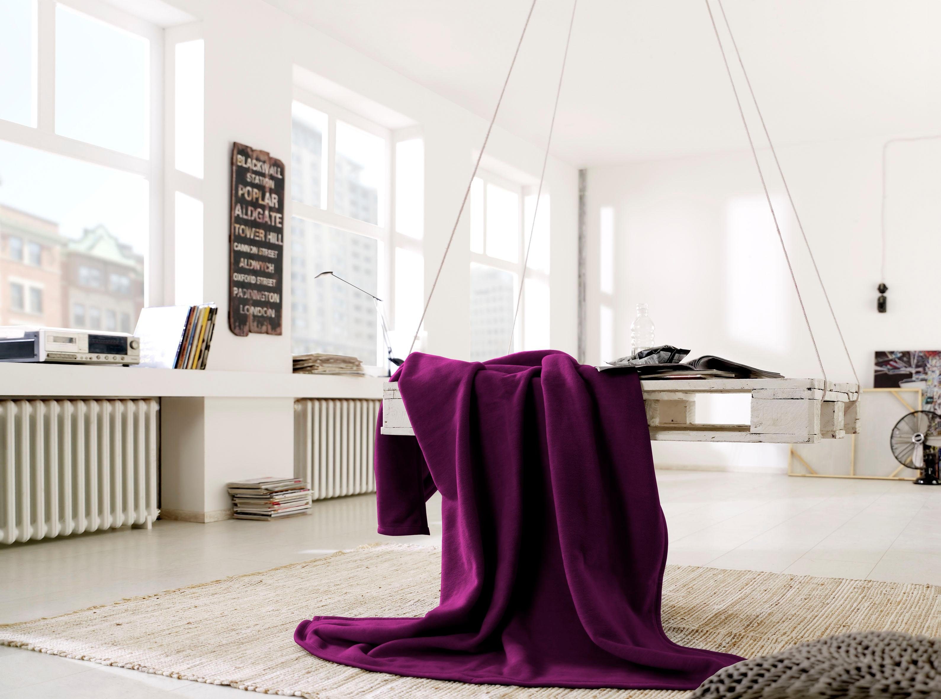 Biederlack Wohndecke "Cotton Home" im Uni Design, Kuscheldecke günstig online kaufen