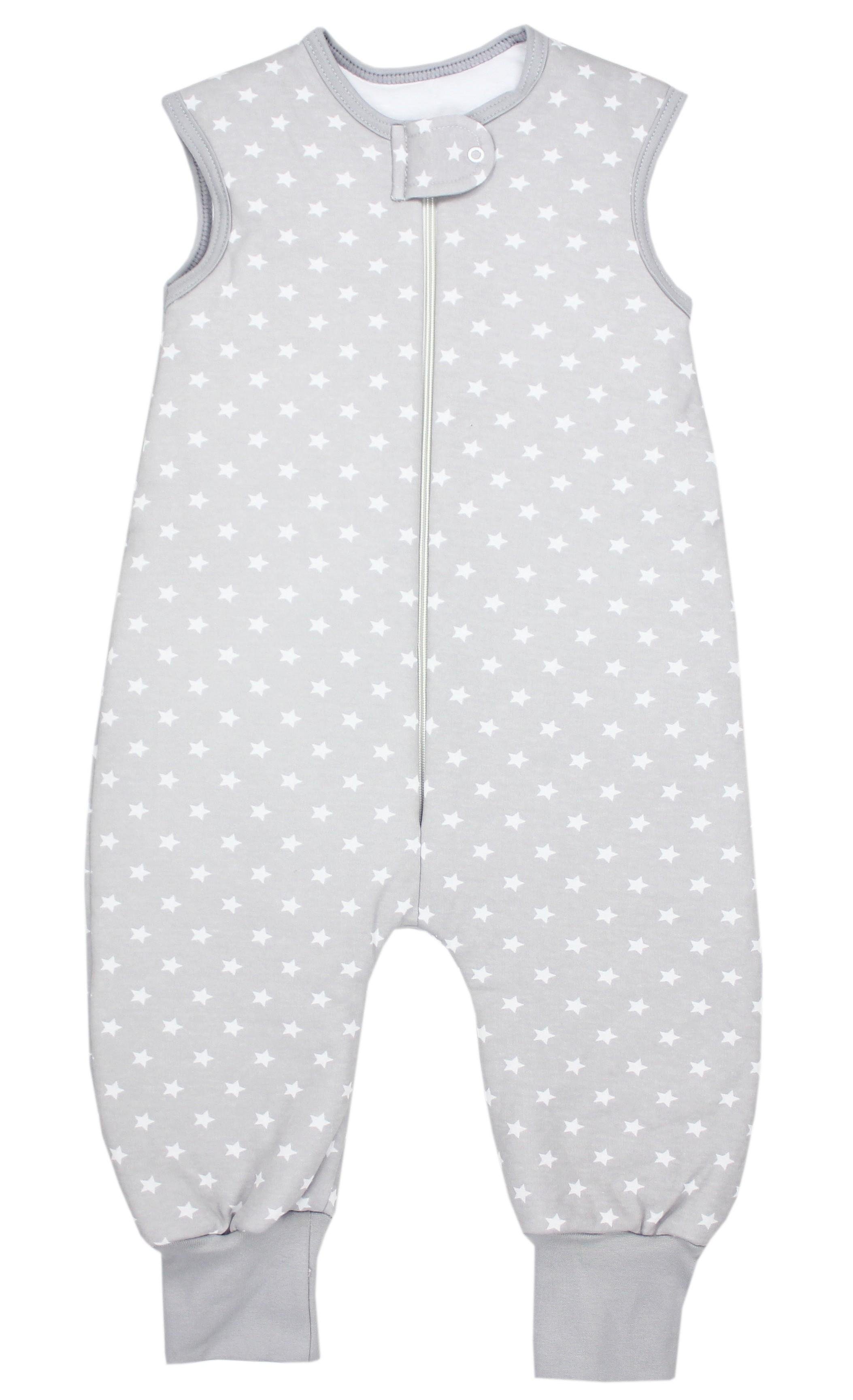 TupTam Babyschlafsack Winter Schlafsack mit Beinen OEKO-TEX zertifiziert 2,5 TOG Unisex Sternchen Grau/Weiß