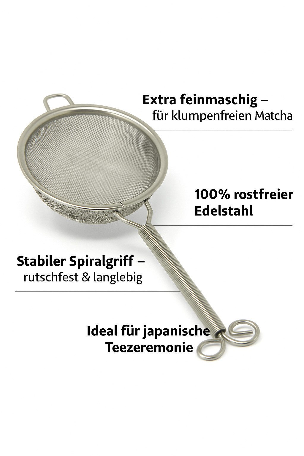 Quertee Teesieb Matcha Sieb aus Edelstahl, Teesieb für Matcha Tee Zeremonie, (1-St)