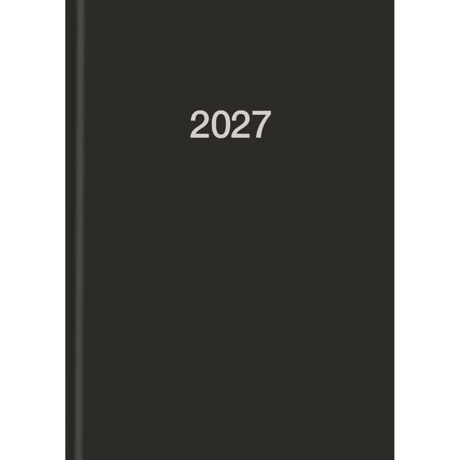 Lingen Jahresplaner Buchkalender A5 2027 Schwarz - Je Tag 2 Seiten - 21 x 15 cm