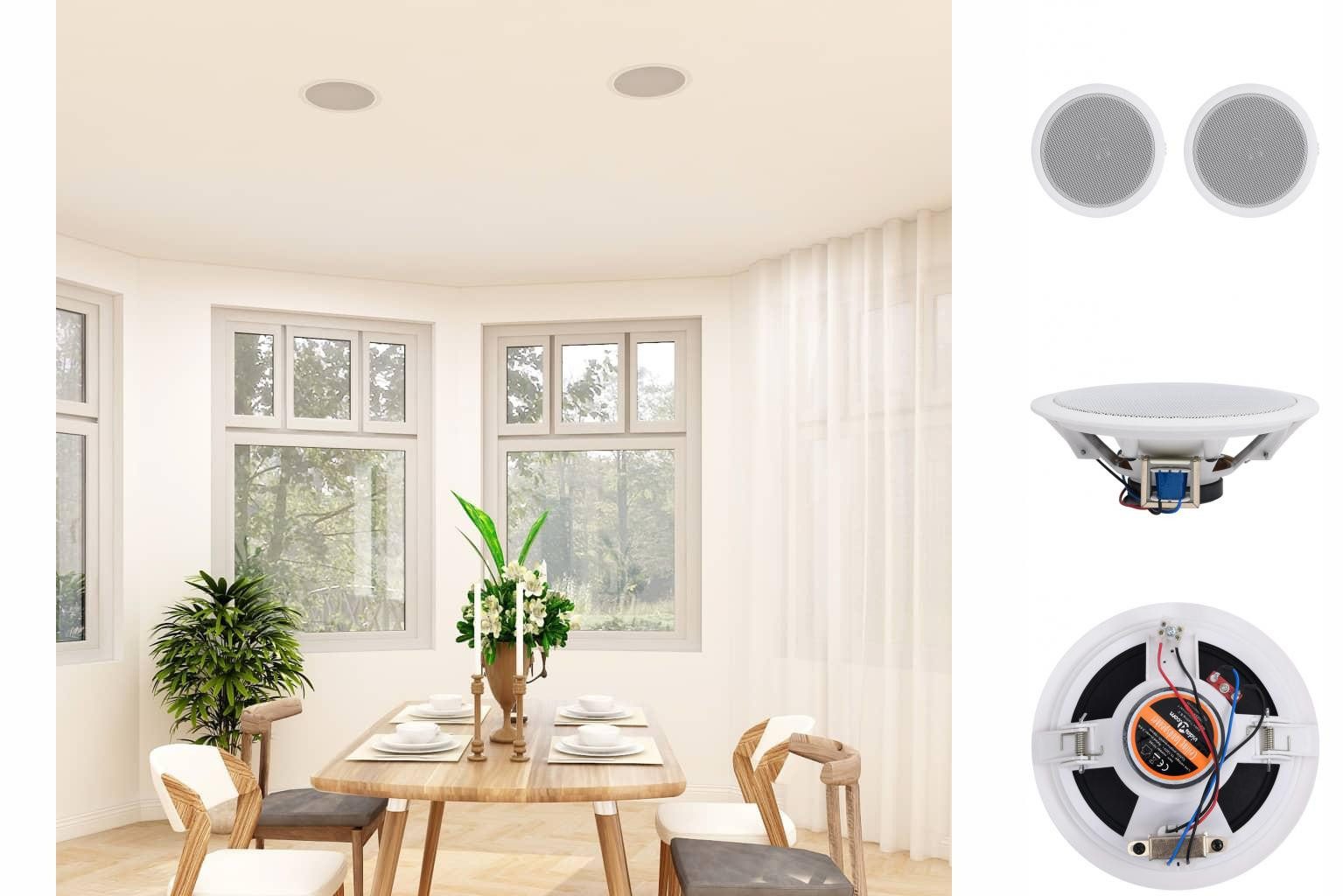 Einbaulautsprecher für Decke und Wand 2 Stk 120 W Bluetooth Lautsprecher
