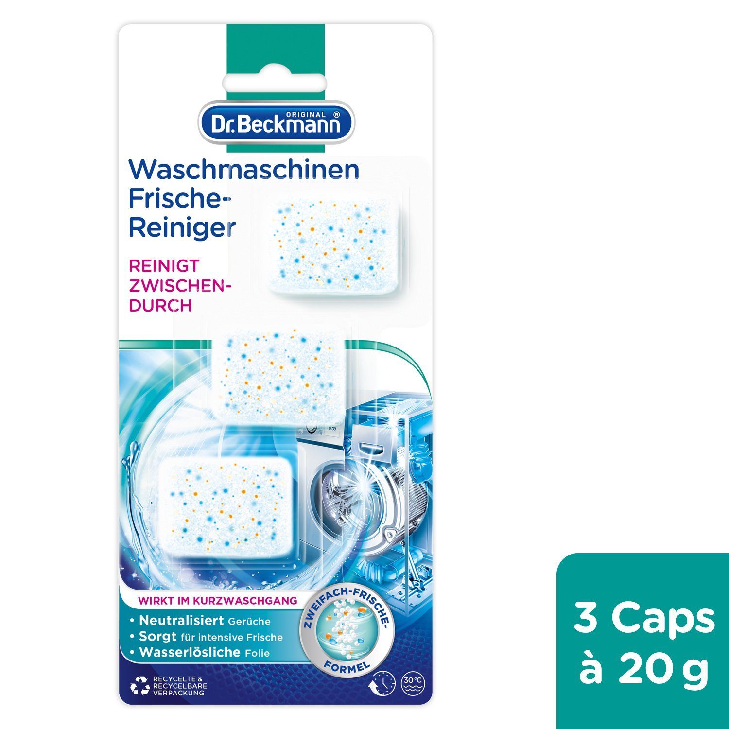 Dr. Beckmann Waschmaschinen Frische-Reiniger, Maschinenreiniger, 3x 20 g Waschmaschinenpflege