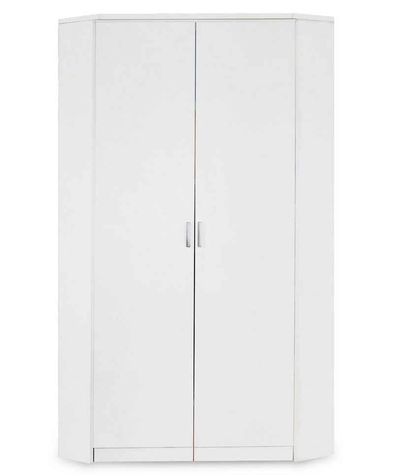 rauch Eckkleiderschrank BREMEN, B 117 x H 199 cm, Alpinweiß, mit 2 Türen, begehbar