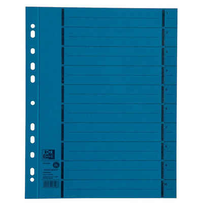 OXFORD Aktenordner 100 Trennblätter 1-10 liniert Kraftkarton A4 blau