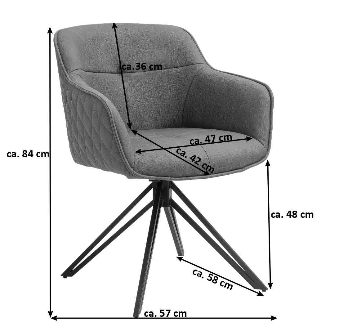 SAM® Esszimmerstuhl Rocco, mit Armlehnen, Stoffbezug, Metallgestell, Drehbarkeit 180 Grad