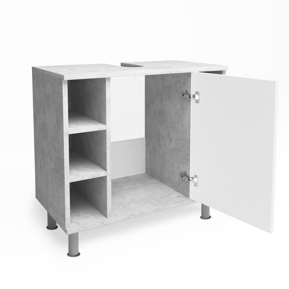 Vicco Waschbeckenunterschrank Fynn, Beton/Weiß, 60 x günstig online kaufen