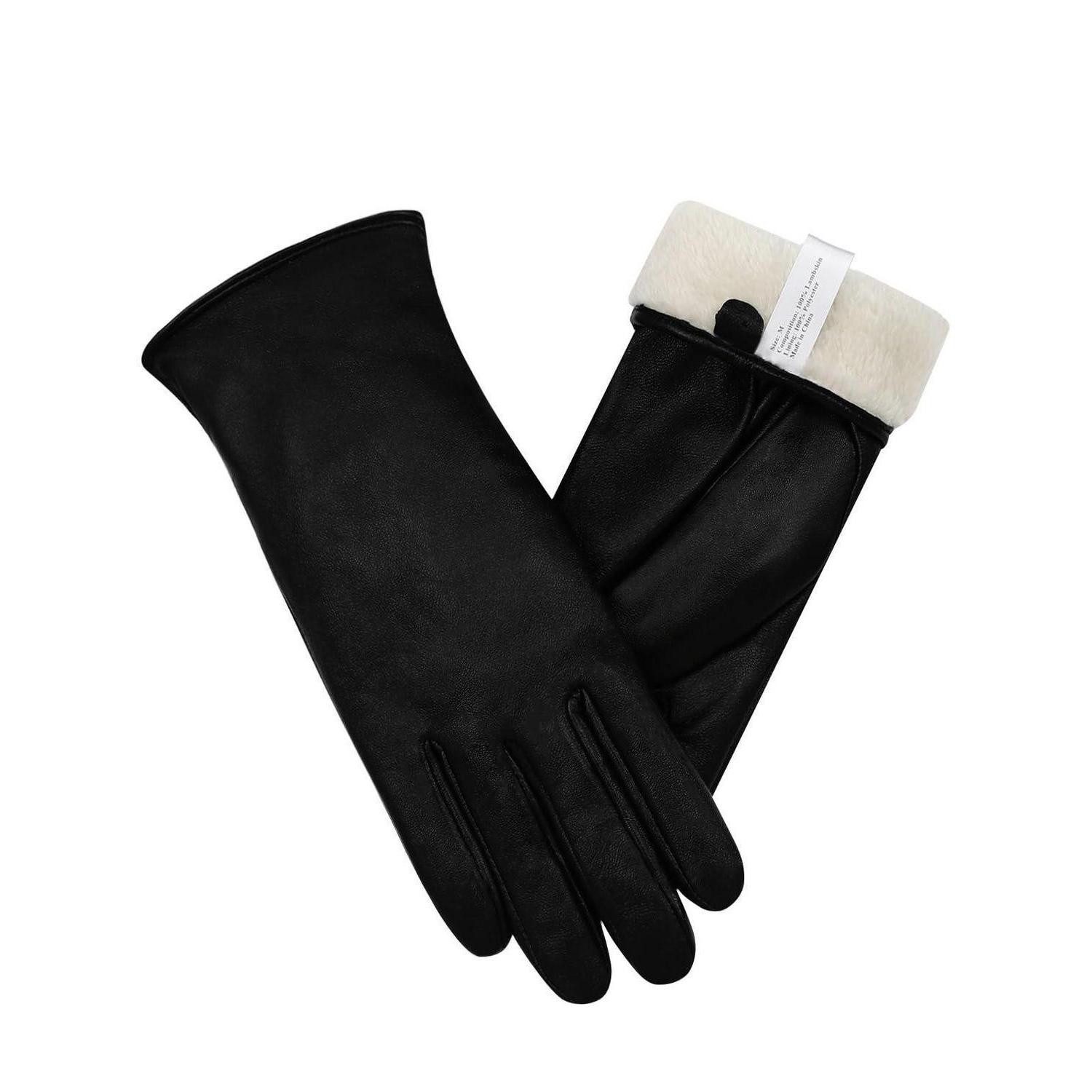 LuxusKollektion Lederhandschuhe Damen Leder Touchscreen Handschuhe Glänzend Schwarz (1-St)