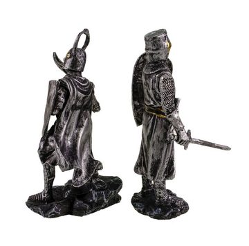 Kremers Schatzkiste Dekofigur 2er Set Tempelritter in Rüstung 17cm Handbemalt Figur Skulptur