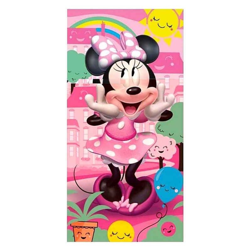Disney Minnie Mouse Badetuch Minnie Maus, Baumwolle, Mädchen Strandtuch 70 x 140 cm aus Baumwolle