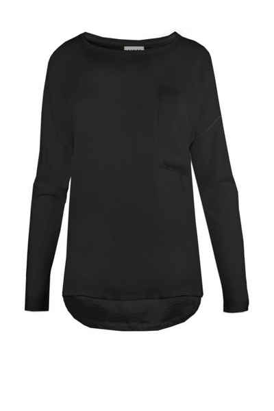 XOX T-Shirt XOX Shirt U-Boot Ausschnitt Boxy, Longsleeve Strass, schwarz - Fair Trade, Langarm, Damenmode