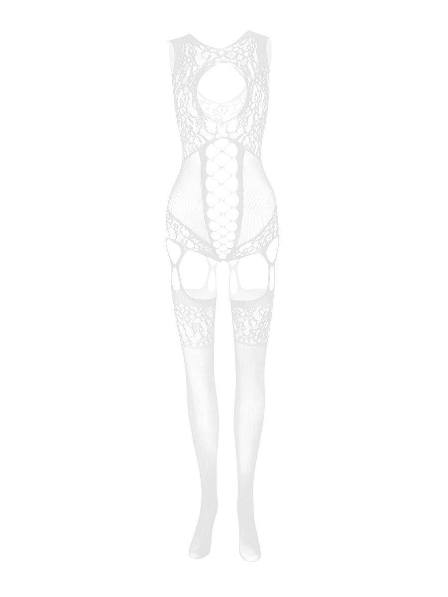 Elegant Love Bodystocking-Ouvert Strumpfbody mit offenem Schritt – Netz-Catsuit für Damen, Reizwäsche Elegante Dessous – Lingerie mit Ouvert-Ausschnitten, XS–XL