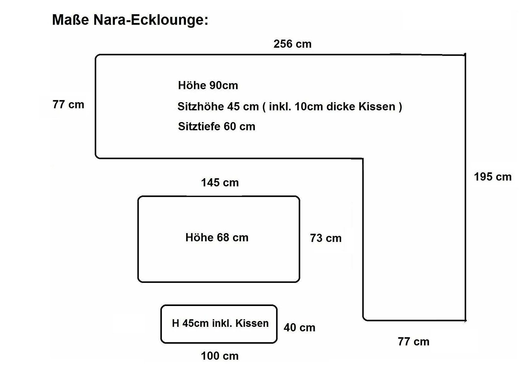 Gardissimo Gartenlounge-Set Nara Oak rechts / Gartenmöbelset / Dining Eck Lounge Set, (Spar-Set, 3-tlg., Alu, Ecklounge, Esstisch, Bank, inkl. Auflagen), Dining Höhe, Liegefunktion, wetterfest