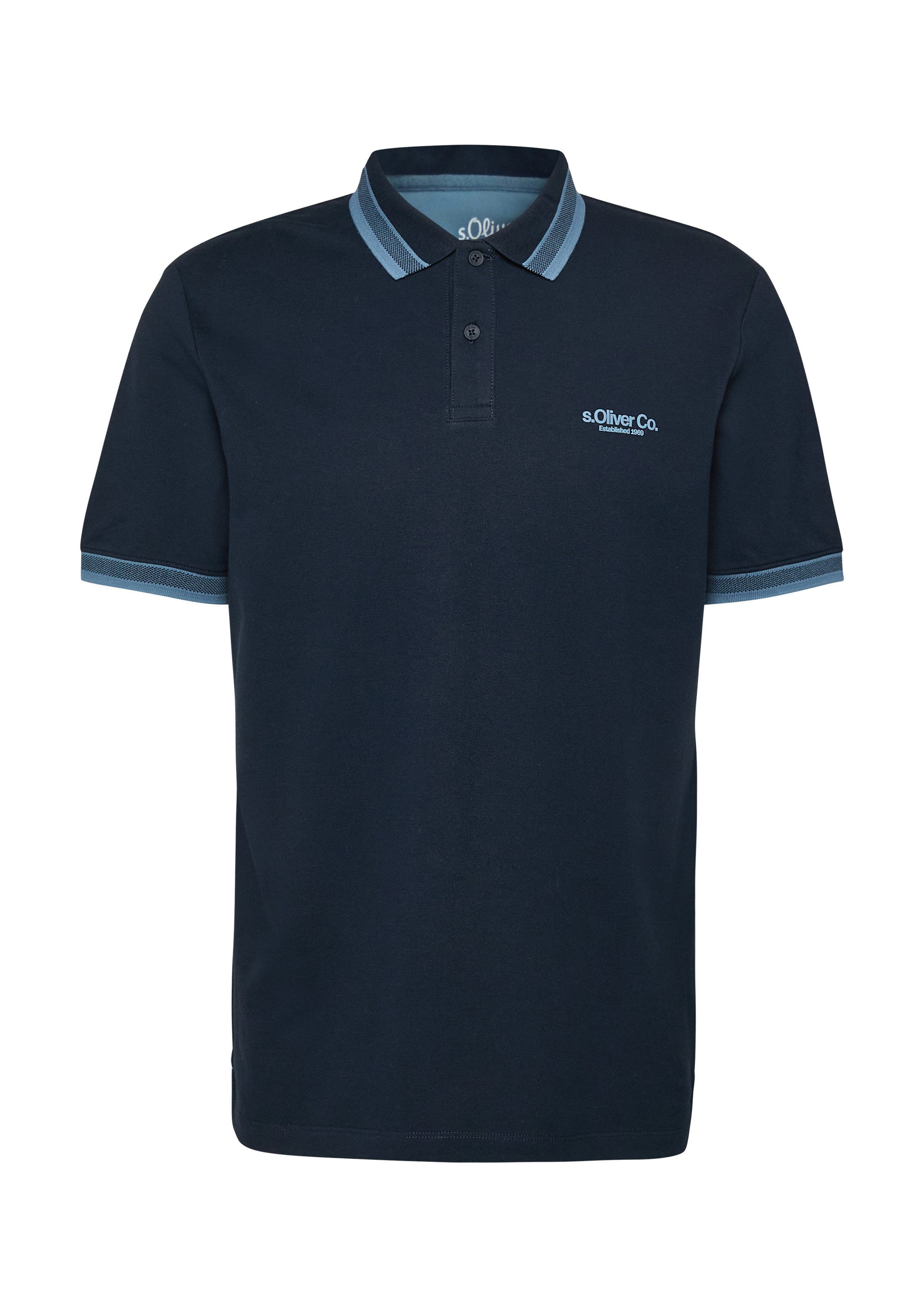 s.Oliver Kurzarmshirt Polo-Shirt Poloshirt aus Piqué mit Kontrast-Details