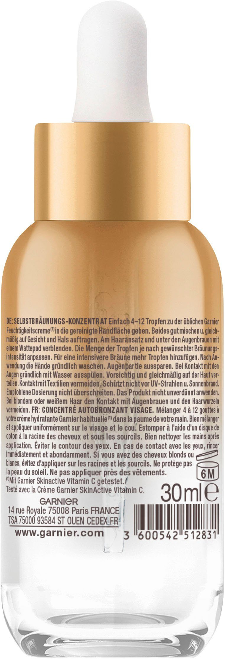 GARNIER Selbstbräunungskonzentrat AMBRE SOLAIRE NATUTRAL BRONZER, sorgt für einen Teint, pflegt die Haut zugleich, zieht schnell ein