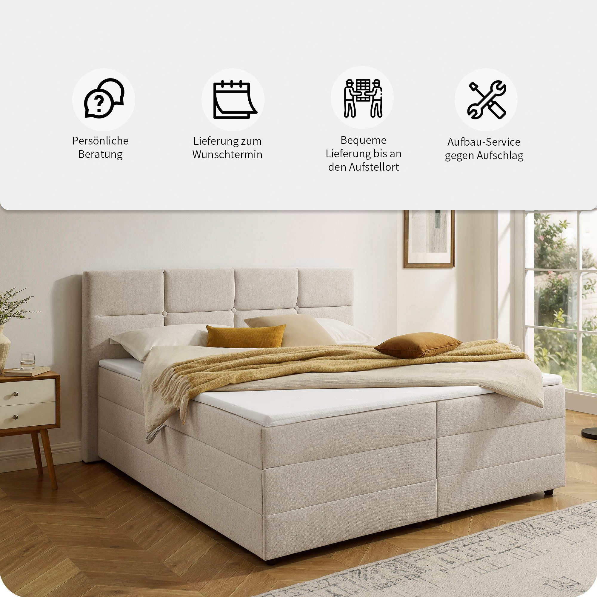 OTTO home Boxbett Fillmore inkl. Bettkasten, Liegefläche 140 und 180x200 cm, inkl. Topper, erhältlich in verschiedenen Farben