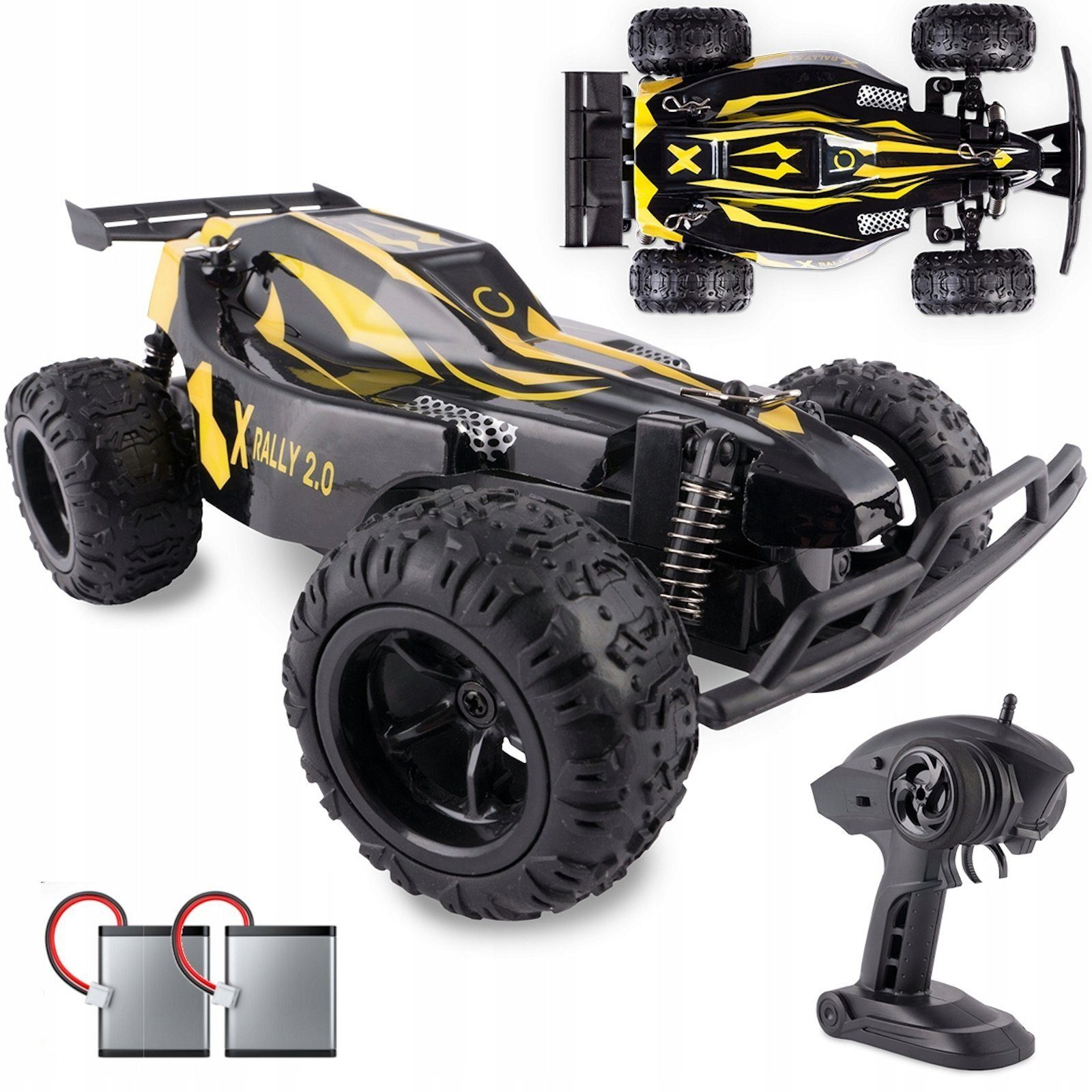 Overmax RC-Auto X-RALLY 2.0 (Set, RC-Auto Rally 2.0, Controller 2x Batterie, USB, Gebrauchsanweisung), TÜV 25 km/h 30 min Reichweite 100m Verstärkte Konstruktion