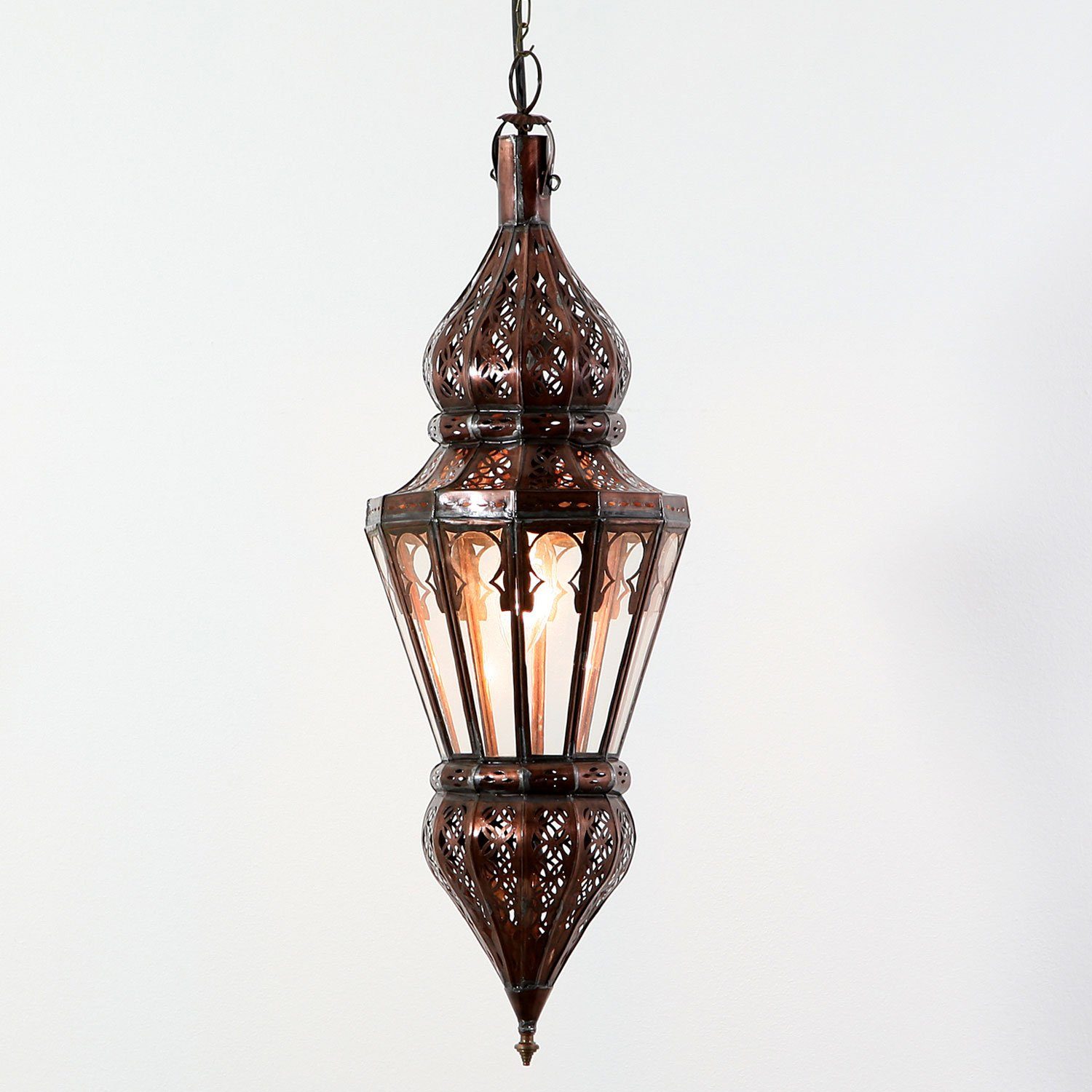 Moro Marokkanische aus orientalische aus Marokko,L1809 Deckenleuchte Lampe & Nura Casa Eisen Lampenschirm Transparent Klarglas,