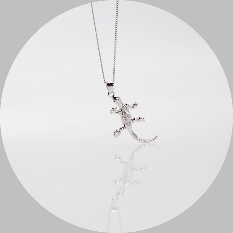 40 (Kettenlänge Halskette Silber mit Silberkette mit 925), cm, Gecko Sterling Tieranhänger ELLAWIL Geschenkschachtel Anhänger Eidechse Kette inklusive Echse