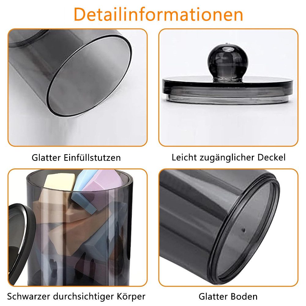 TUWENA Wattestäbchenspender Wattestäbchen Behälter Set, Transparent Schwarze Kosmetik Organizer, (4-tlg)