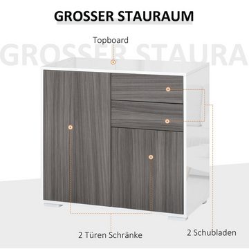 HOMCOM Highboard Schrank hochglanz optik, push & click Türen