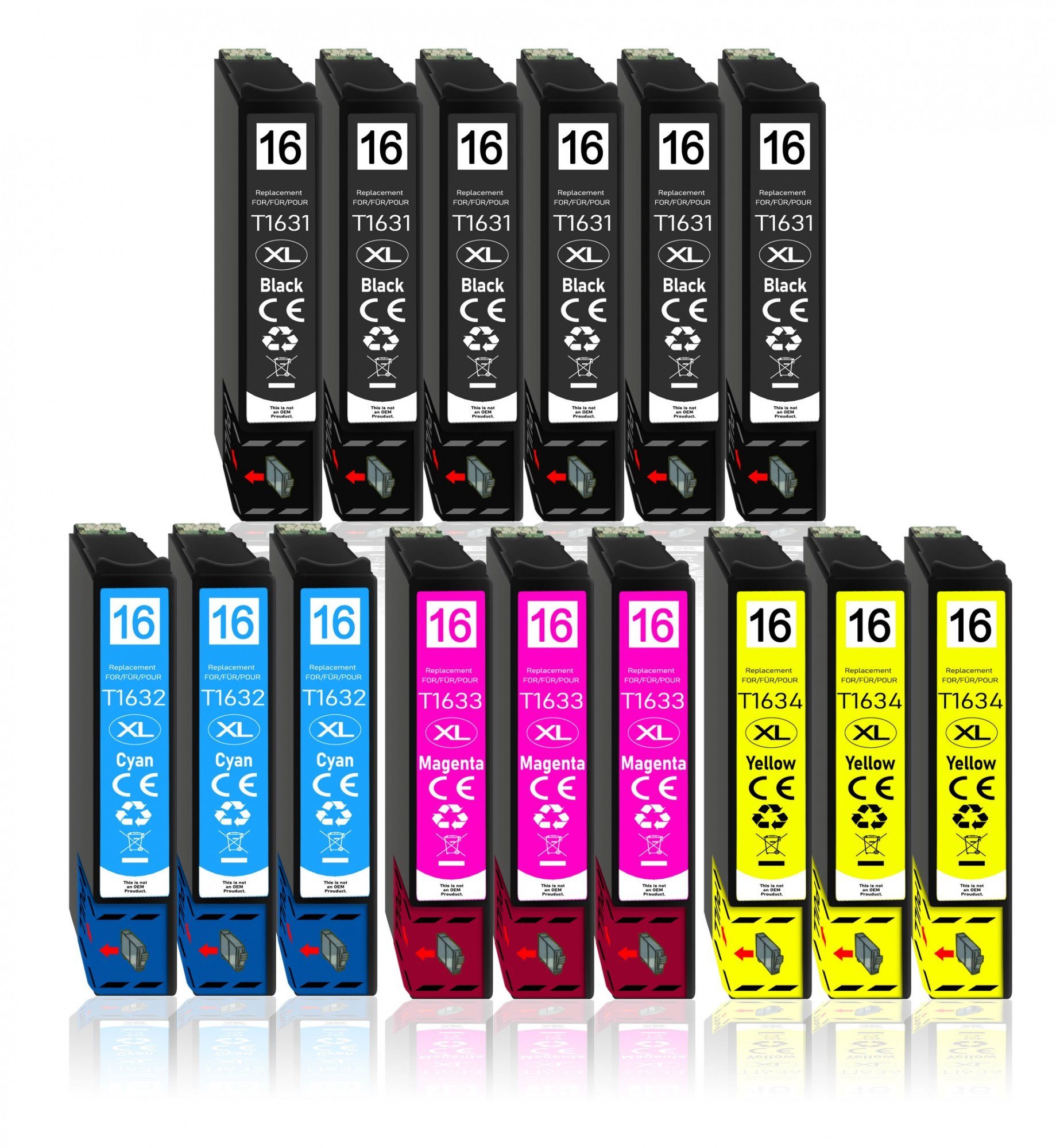 Druckerparadies 15er Multipack für Epson 16XL Tintenpatronen Set Tintenpatrone (15-tlg., WF2010 WF2510 WF2520 WF2530 WF2540 WF2630 WF2650 WF2660 WF2750 WF2760)
